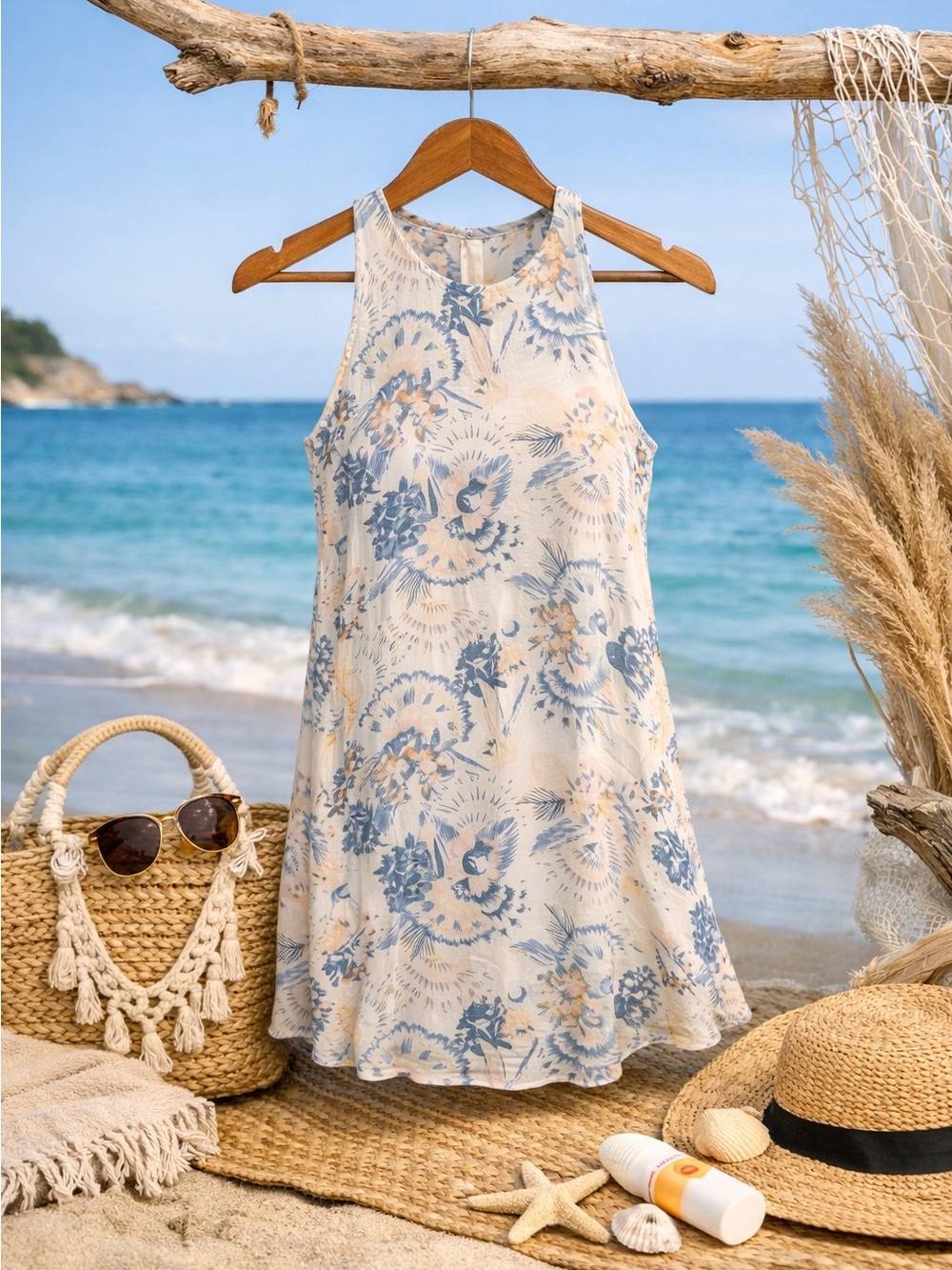 ROXY Blue Floral Halter Dress